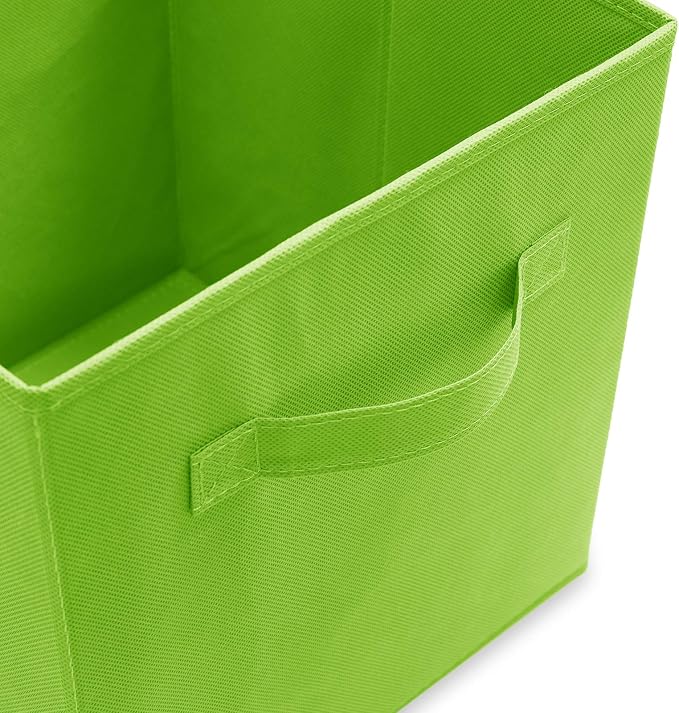 Casafield Set of 6 Collapsible Fabric Cube Storage Bins, Lime Green - 11" Foldable Cloth Baskets for Shelves, Cubby Organizers & More