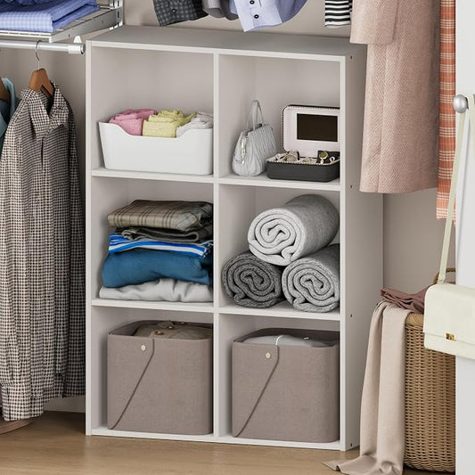Furinno Reed 6-Cube Closet Organizers and Storage, White | Closet Storage, Closet Organizer for Bedroom, Study Room, Hallway