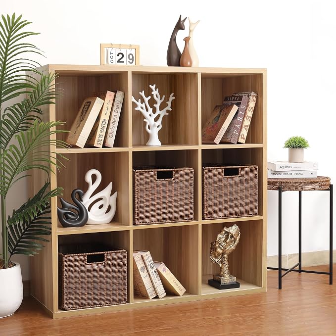 Wicker Storage Basket - Large 12x12x10in Cube, Woven Wicker for Shelves, Pantry, Kitchen & Bathroom Organization (Brown)