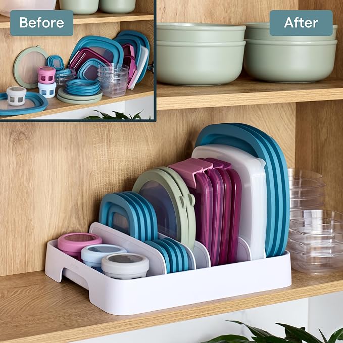 YouCopia StoraLid 24 Container Lid Organizer, Adjustable Plastic Lid Holder