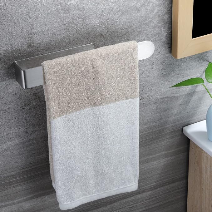 Taozun Towel Holder 11.8 Inch Brushed Hand Towel Rack Bathroom Towel Bar Adhesive Towel Ring Stainless Steel Hand Towel Hanger, Stick on Wall | Hand Towel Hanger, Self Adhesive, Stainless Steel, Brushed Finish, Silver, No Drilling, Sturdy, Space saving...