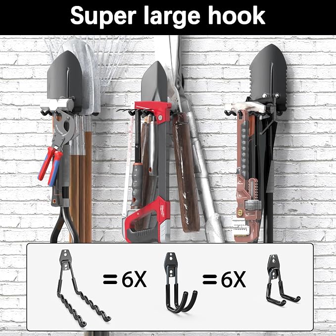 3-H Heavy Duty Garage Hooks, 20 Pack Wall Storage Organizer,Black | Multi-Purpose Garage Hooks to Organize Garden Lawn Tools, Sports Gear, Ladders, Power Tools & Outdoor Hoses