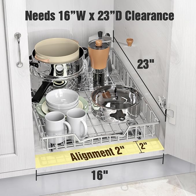 Simple Houseware Under Cabinet Pull Out Sliding Shelf Drawer, 21Dx14W | for Kitchen Organizer