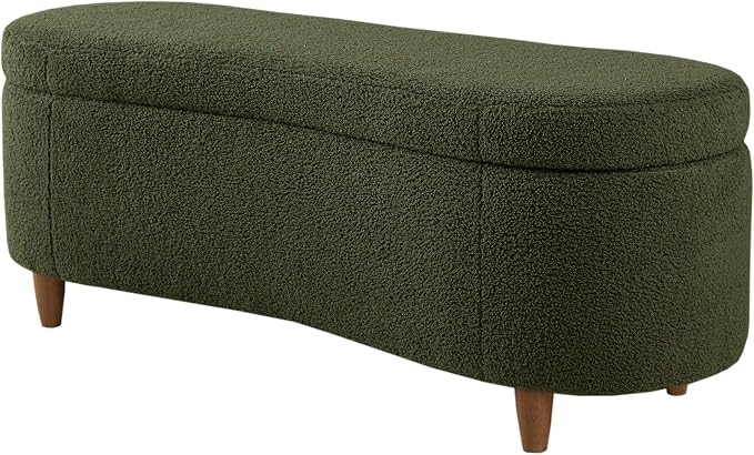 Bailey Boucle-Style Curved Storage Accent Bench