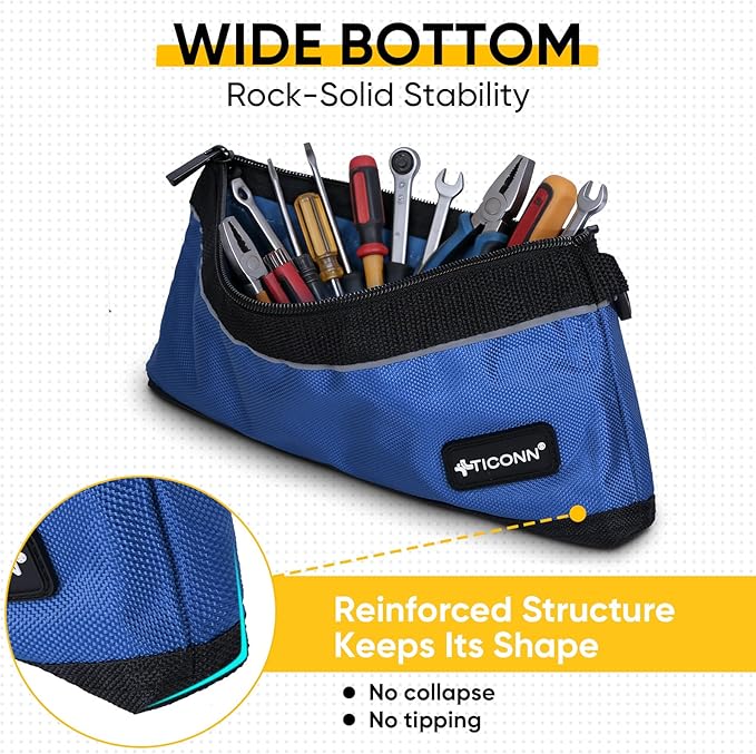TICONN Tool Pouches with Zipper, 1680D Oxford Small Tool Bags, Waterproof Utility Bag Zipper Pouch for Tool Organizers and Storage (6 Pack Combo)