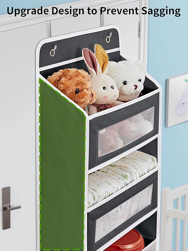 JARLINK Over the Door Organizer for Bedroom, Pantry Bathroom, 5 Shelf Black | Anti-Tilt Design, 44 lb Load Capacity, Hanging Door Organizer with 5 Large Capacity Pockets, Behind Door Storage for Nursery