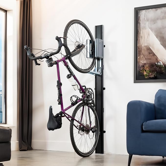 Vertical Wall-Mounted Bike Rack with Mechanical Lift, Easy Bicycle Storage, Black, LF-EBR1