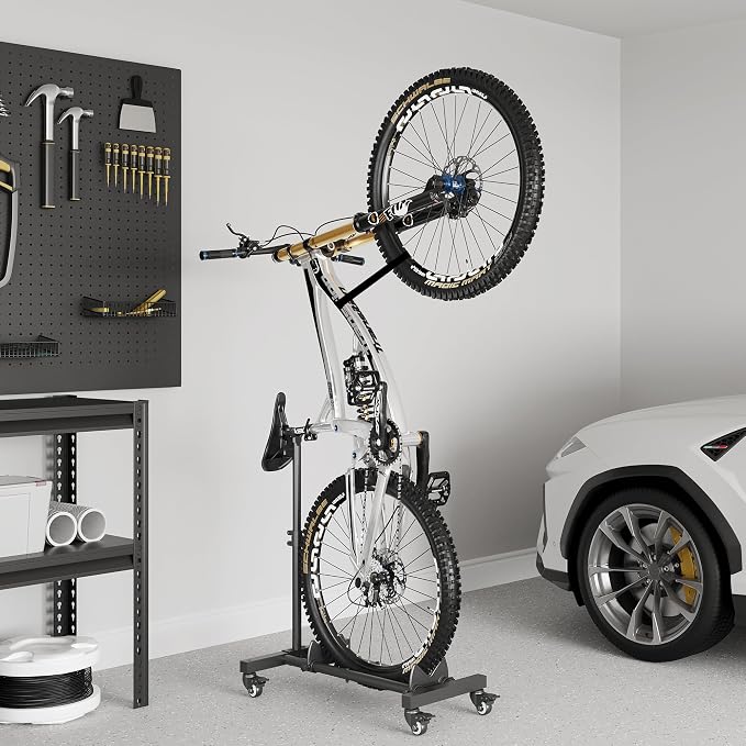 Sttoraboks Vertical Bike Stand, Freestanding Bike Rack Garage Storage Upright Bicycle Floor Stand Indoor Bike Holder with Adjustable Height for Garage & Apartment - for Wheels Sizes up to 29” | Freestanding Bike Stand With No Wall Mounting Or Drilling,...
