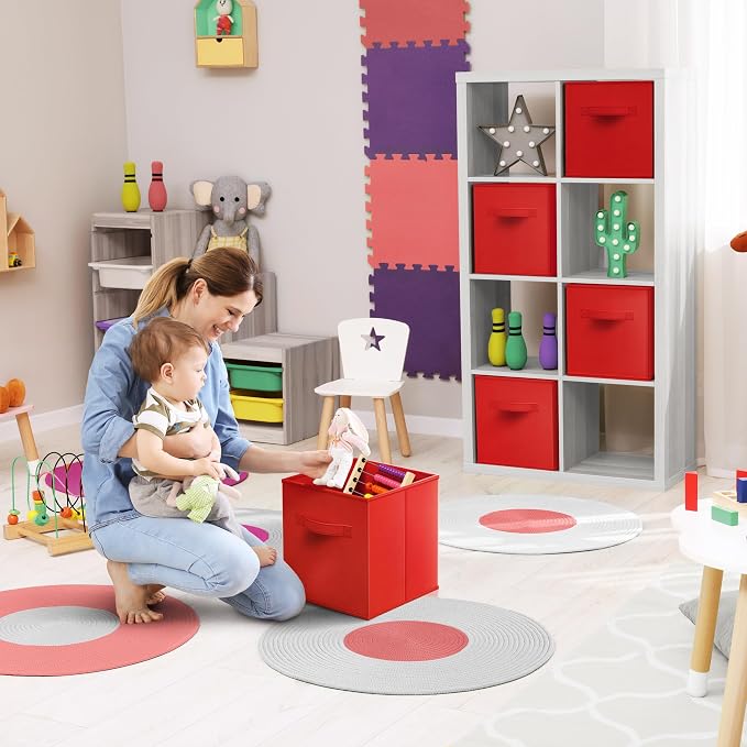Sorbus Fabric Storage Cubes - 8 Foldable Storage Bins for Organizing Pantry, Cubbies, Toy Box - Clothes Storage & Closet Organizer - 11 Inch Collapsible Cube Baskets for Shelves with Handle