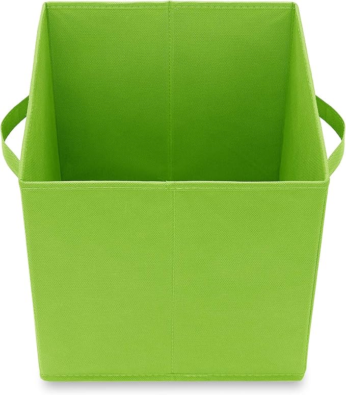 Casafield Set of 6 Collapsible Fabric Cube Storage Bins, Lime Green - 11" Foldable Cloth Baskets for Shelves, Cubby Organizers & More