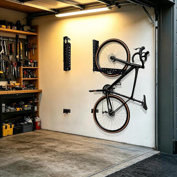 CXRCY Bike Swivel Rack, Wall-Mounted, 90 lb Capacity | Swivel design with bearings. 3.0mm steel. Heavy-duty vertical bike storage. Space-saving for garage. Easy to install.