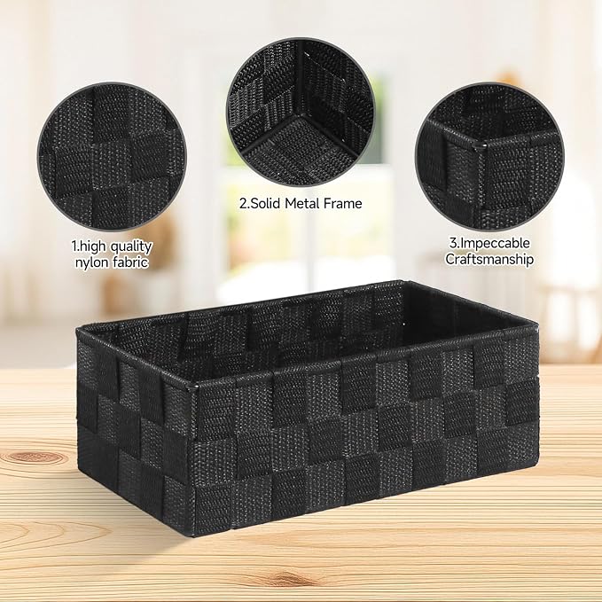 Posprica Small Baskets for Organizing(7 Set) Woven Storage for Shelves, Bathroom, Decorative Closet Organizer, Dresser Bins, Shelf