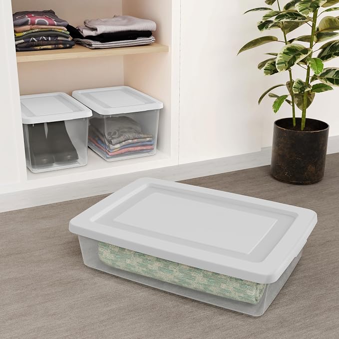 Sterilite Storage Box, Stackable Plastic Container Home Organizer, 28 Qt(20 Pack)