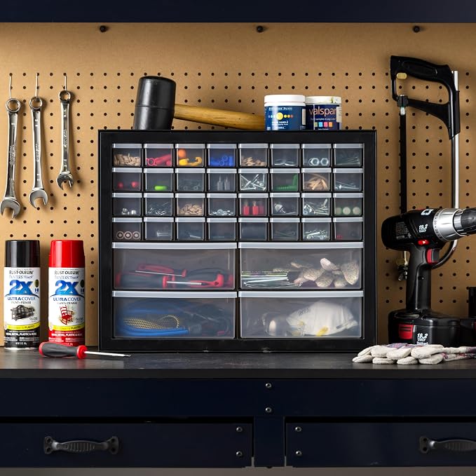 IRIS USA 36-Drawer Storage Cabinet, Garage Tool Screws, Made in USA, Black | Wall mountable, Stackable, Hardware, Electronics, Teacher Toolbox, Small Parts