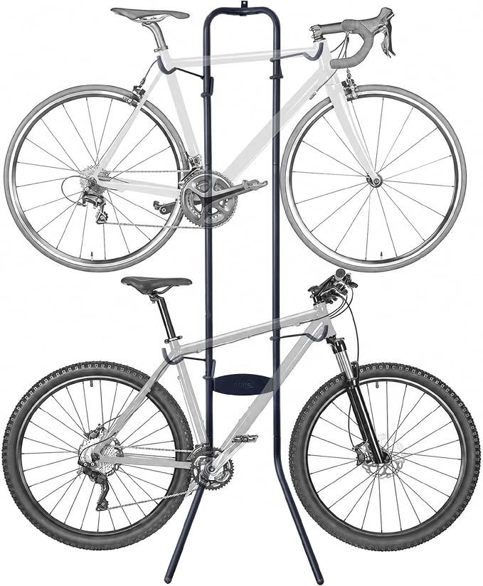 Delta Cycle Michelangelo 2 Bike Storage Rack Black - Gravity Fully Adjustable Bike Storage Garage For Road, MTB, and Hybrid Bicycles - Vertical Bike Rack Holds Up To 80 lbs
