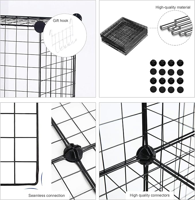 C&AHOME Wire Cube Storage, 8-Cube Organizer Metal C Grids Storage, Storage Bins Shelving, Modular Book Shelf, DIY Closet Cabinet Ideal for Living Room, Home, Office 24.8" L x 12.4" W x 48.4" H Black | Storage Bins Shelving, Modular Shelves, DIY Closet ...