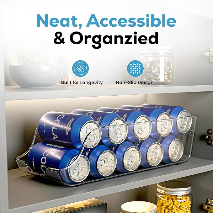 Utopia Kitchen Soda Can Organizer for Refrigerator & Pantry, 2 Pack, Clear | Durable Can Storage Organizer for Fridge & Kitchen Organization