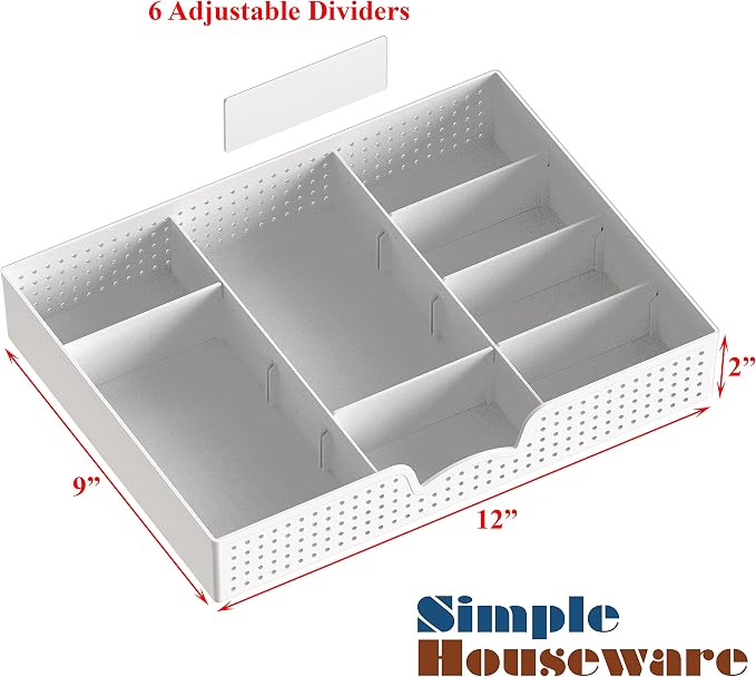 Simple Houseware Desk Monitor Stand Riser w/ Adjustable Tray, White | Built-In Tablet Slot and Side Storage