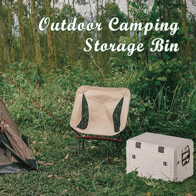 Collapsible Folding Storage Bin with 2 Compartments, 42L Side Opening Organizer for Car Trunk, Picnic, Fishing, Office