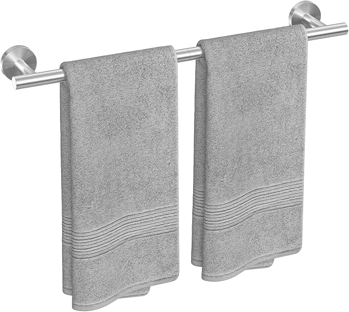 USHOWER Brushed Nickel Towel Bar, 24-Inch Towel Racks for Bathroom | Thicken SUS304 Stainless Steel Towel Rod, Towel Holder Wall-Mounted, Modern Home Decor (Total Length 26-Inch)