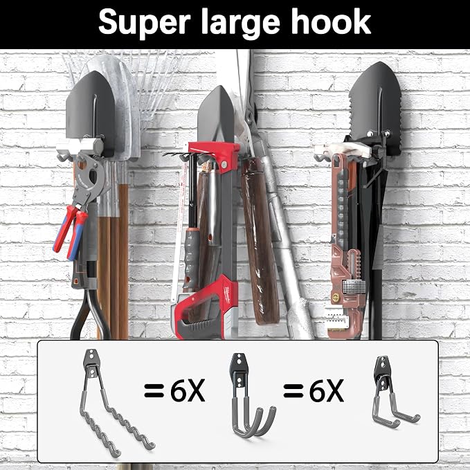 3-H Heavy Duty Garage Hooks, 20 Pack Wall Storage Organizer,Gray | Multi-Purpose Garage Hooks to Organize Garden Lawn Tools, Sports Gear, Ladders, Power Tools & Outdoor Hoses