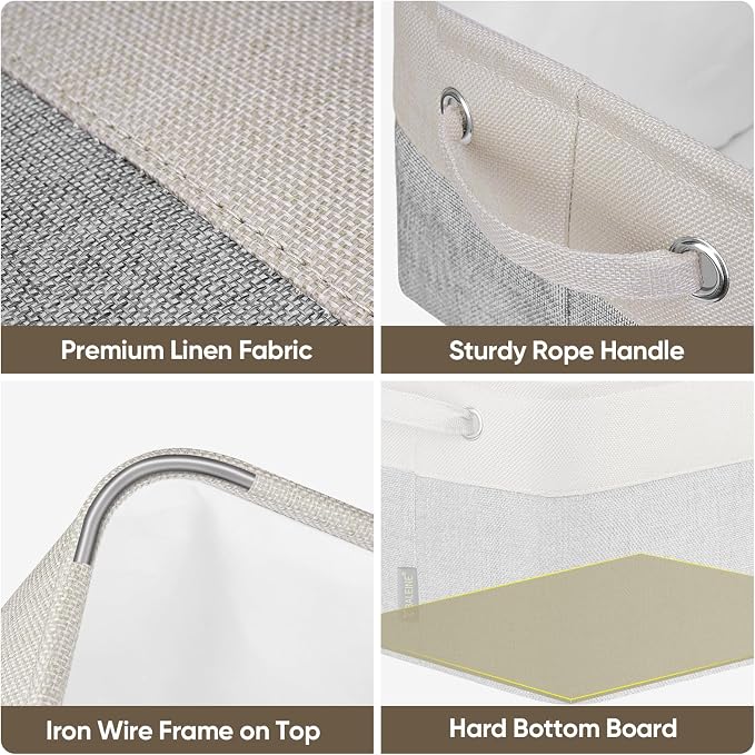 BALEINE 1 Pack Fabric Closet Storage Bins for Shelves, Linen Closet Organizers and Storage, Decorative Baskets for Organizing, Shelf, Clothes, Home, Office (Grey, 15''x11''x9.5'')