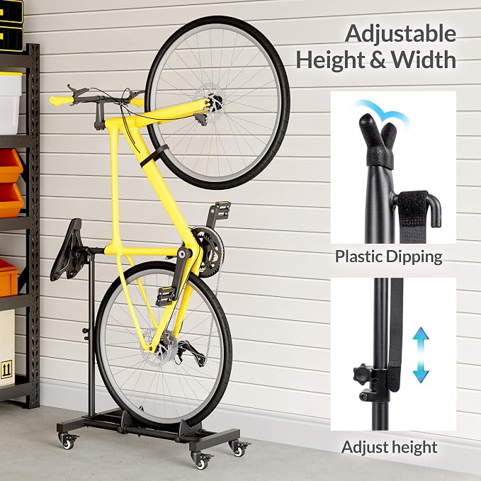 Sttoraboks Vertical Bike Stand, Freestanding Bike Rack Garage Storage Upright Bicycle Floor Stand Indoor Bike Holder with Adjustable Height for Garage & Apartment - for Wheels Sizes up to 29” | Freestanding Bike Stand With No Wall Mounting Or Drilling,...