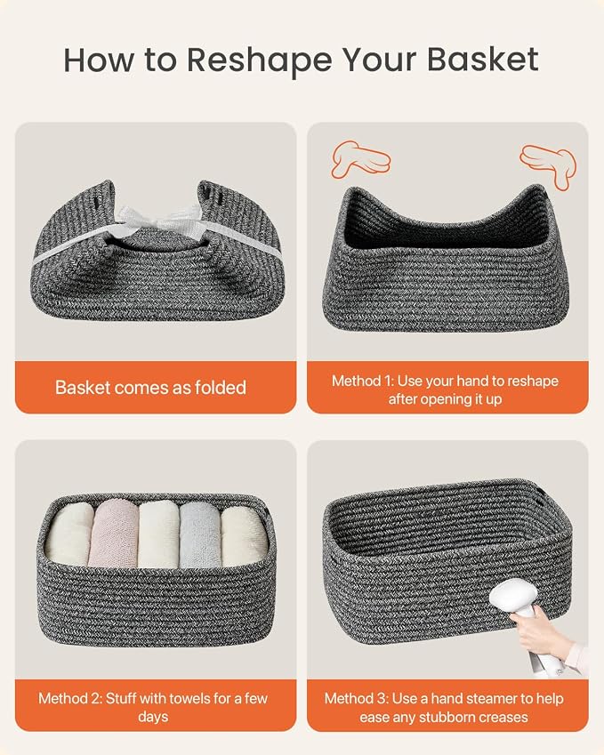 KALLAX Small Woven Storage Basket for Organizing, 13.5x9.5x5 inches, 3 Pack | Shelf baskets for closet organization, toy storage and home decor, Perfect as empty gift baskets for holidays, Mixed Black