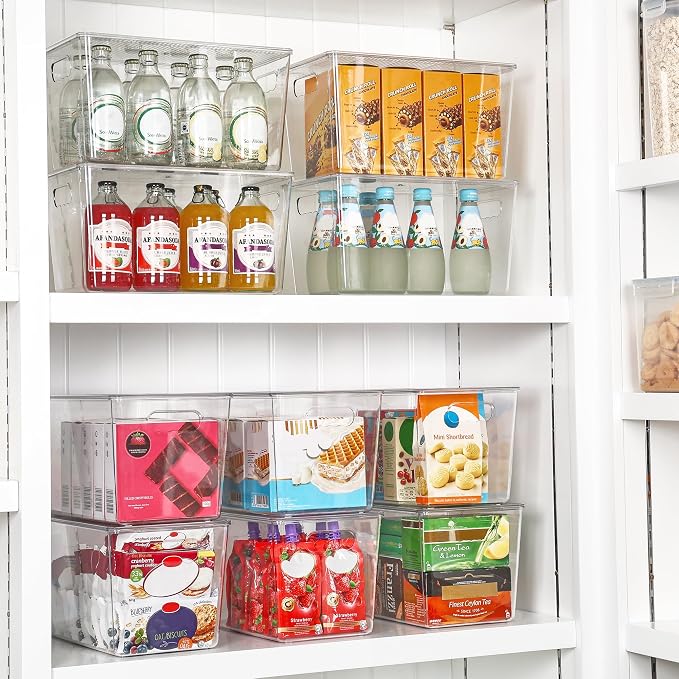 Vtopmart 6 Pack Clear Stackable Storage Bins with Lids, XLarge | BPA-free Plastic, Organize Vertically, For Pantry Kitchen Fridge Cabinet Closet Bathroom, Built to Last, Easy to Move