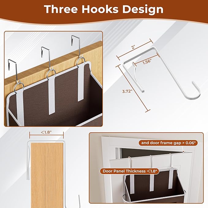 2 Pack 5 Tier Over The Door Organizer - Large Capacity Behind Door Hanging Shelves with 10 Mesh Pockets and Clear Windows, Closet Organizers and Storage for Bathroom, Bedroom, Nursery, Brown