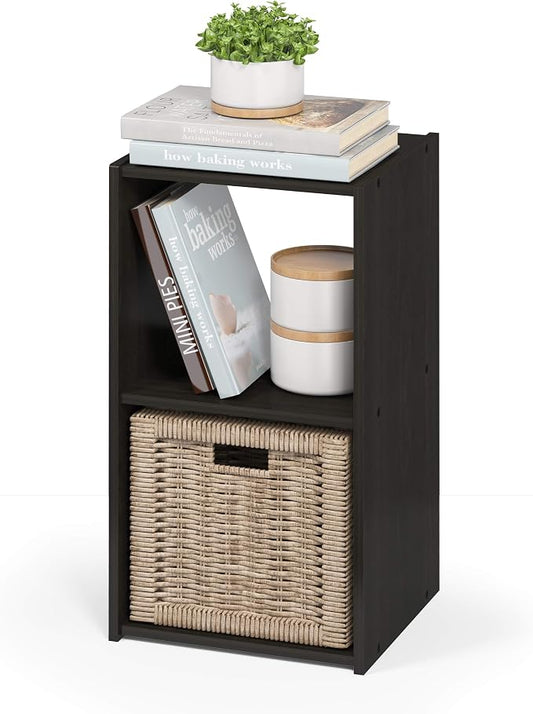 Furinno Pelli Cubic Storage Cabinet, 2x1, Espresso | 12.2 x 11.6 x 24.2, Open & Closed Back Cubes, Storage Organizer Cabinet, for Living Room, Bedroom, Home Office