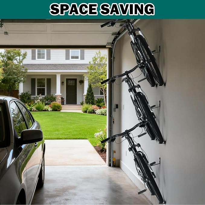 EVERHANGER Wall Mount Bike Pedal Hanger, Heavy-duty Garage Bike Rack, Horizontal Bike Hooks, Holds Up to 70LBS, 2 Pack