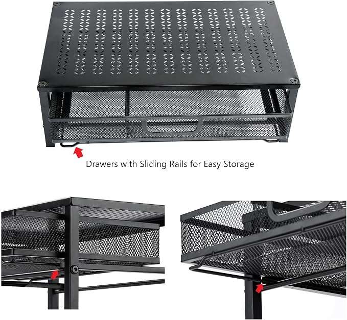 Metal Computer Stand for Desk,Monitor Riser with Drawer ,Desktop Stand for Laptop,Printer and Monitor,Black