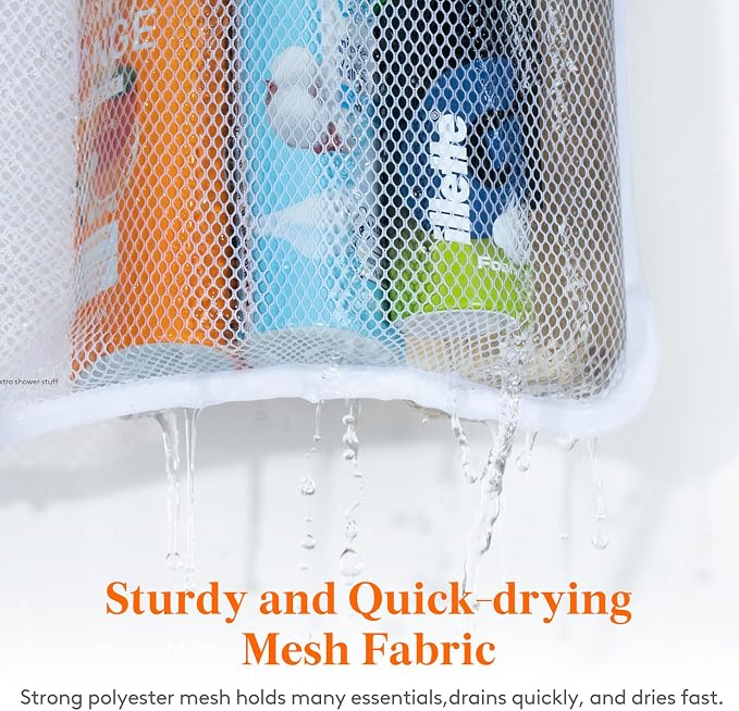 Lifewit Mesh Shower Caddy, 11 Pockets Hanging Shower Organizer with Quick Drying Mesh, Portable Space Saving Bathroom Organizer to Hold Soap, Shampoo and Cruise Ship Essentials, White, 1 Pack