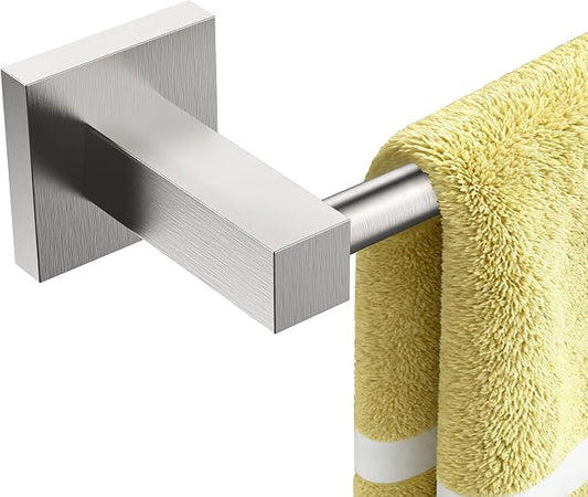 RUACQ Towel Bar 22" Towel Racks for Bathroom Wall Mounted, Brushed Nickel | Total Length 24 Inch Single Towel Rod, Bath Towel Holder, 304 Stainless Steel, Rustproof, Square Base, Heavy Duty, Modern