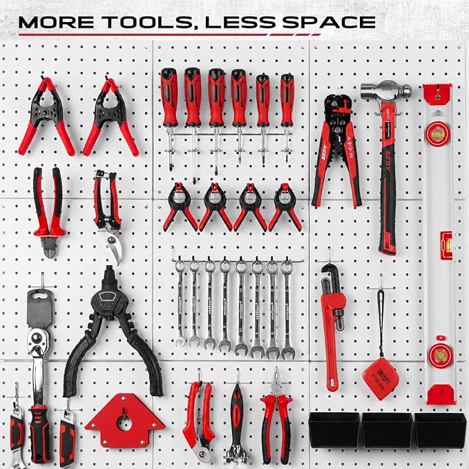 280PCS Pegboard Accessories Kit, Pegboard Hooks Assortment with Bins and Stainless Steel Peg Locks, Tool Organizer for 1/8" and 1/4" Pegboards, Garage Wall Organization, Workshop and Tool Storage