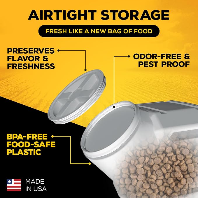 Gamma2 Vittles Vault Pet Food Storage Containers - Sealed Dog and Cat Food Storage Container, Fits up to 25lbs, Made in the USA - [12"L x 13.75"H] | Made in USA, 12 inch long by 13.75 inch tall, airtight lid keeps kibble fresh and pests out, a durable ...