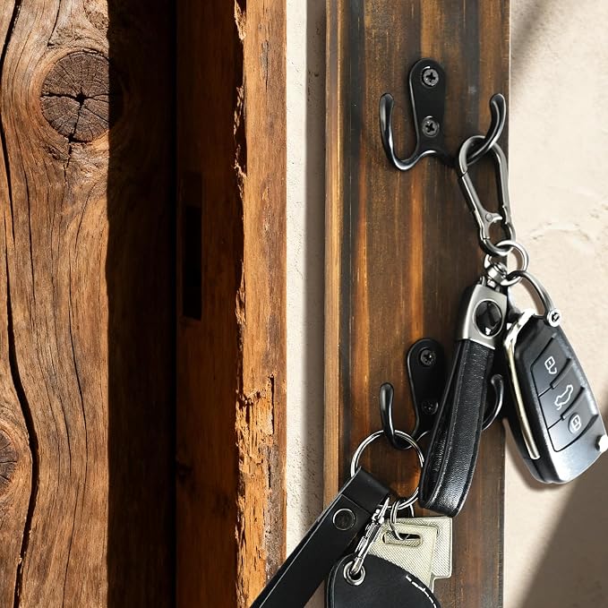 Vertical Key Holder for Wall, Vertical Wooden Key Rack Organizer for Car Keys, Dog Leash,Wallet, Compact Wall Mount for Garage, RV, Dorm