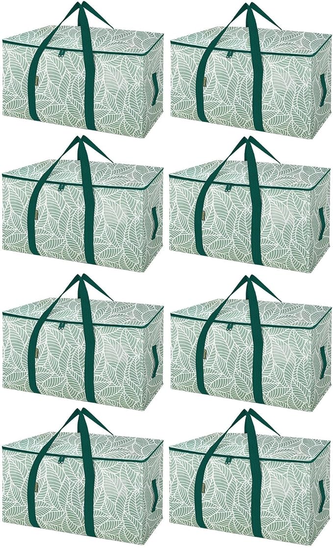 BALEINE 8-Pack Oversized Moving Bags with Reinforced Handles, Heavy-Duty Storage Tote for Clothes, Moving Supplies (Antique Folidage, 8-Pack)