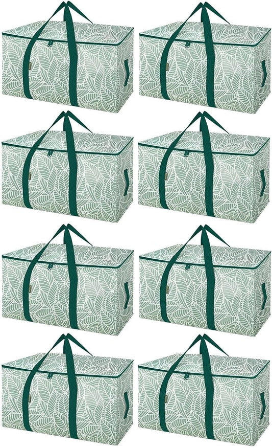 BALEINE 8-Pack Oversized Moving Bags with Reinforced Handles, Heavy-Duty Storage Tote for Clothes, Moving Supplies (Antique Folidage, 8-Pack)