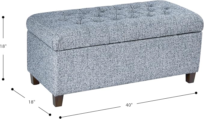 HomePop Ainsley 40" Storage Ottoman Bench - Blue Gray Woven Fabric