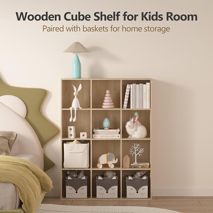8 Cube Storage Organizer, Wooden Cube Shelves with Closed Back Panel, Reversible Bookcase, Cubes Closet Organizer for Home, Living Room, Kids Room, Office, Bedroom, Study, Hallway