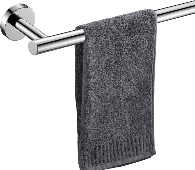 Towel Bar for Bathroom Polished Chrome, 27Inch Towel Rack Wall Mounted, Thicken Round Bath Towel Holder Rod SUS304 Stainless Steel, Heavy Duty Dish Cloths Hanger for Bathroom, Kitchen