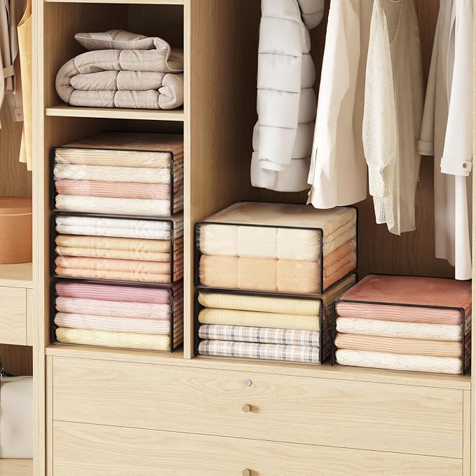 Lifewit 36L Clear Sheet Storage Bags with Zipper 3 Pack, Plastic Sweater Storage Bins for Clothing, Vinyl Foldable Clothes Containers Organizers for Closet, Blankets, Bedding 17.7 x 15.7 x 7.9 Inch