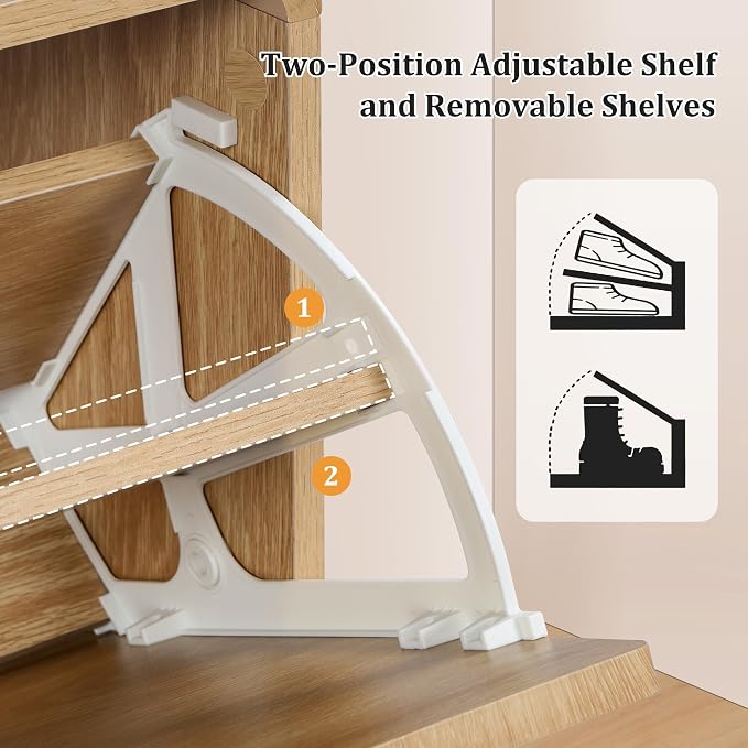 Shoe Storage Cabinet for Entryway with 2 Flip Drawers Set of 2, Freestanding Narrow Wood Shoe Cabinet with Wave Panel, Hidden Shoe Organizer for Foyer, Hallway (Natural)