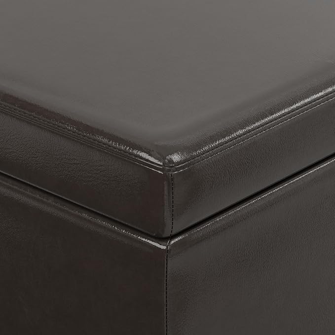SIMPLIHOME Avalon Extra Large Storage Ottoman Bench - 54 inch Wide Upholstered Vegan Leather Rectangular Lift-Top Ottoman in Dark Clove Brown, Contemporary Bench for Living Room with Hidden Storage