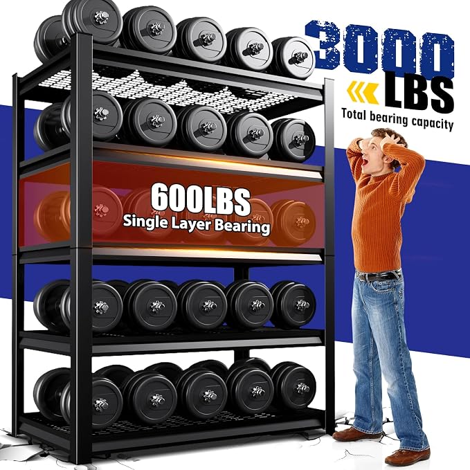 71"H Garage Shelving-3000LBS 5 Tier Storage Shelves,Adjustable Heavy Duty Metal Shelving Unit and Storage Large Wire Rack,Utility Steel Shelf For Shop Warehouse Industrial Pantry Basement 71"x35"x16"