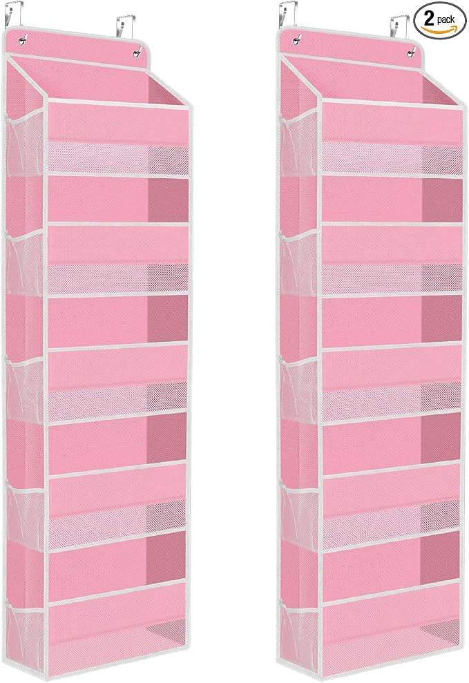 2 Pcs Over The Door Organizer Large Capacity Hanging Storage Room Organizer | 40 lb Capacity, Ultra-Sturdy, Foldable, Mesh Design with Clear Window, Space-Saving Organizer for Pantry, Nursery & Closet