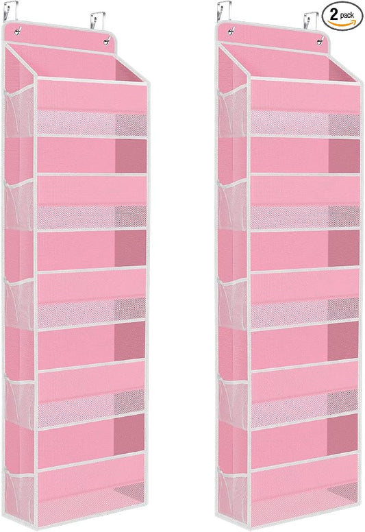 2 Pcs Over The Door Organizer Large Capacity Hanging Storage Room Organizer | 40 lb Capacity, Ultra-Sturdy, Foldable, Mesh Design with Clear Window, Space-Saving Organizer for Pantry, Nursery & Closet