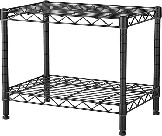 SINGAYE Small Shelves Kitchen Storage Shelf Wire Shelving Metal Adjustable | 2 Tier Shelf Organizers Storage Shelving Unit for Office Pantry Laundry Bathroom Closet Home 11.6" D X 17.6" W X 12" H Black
